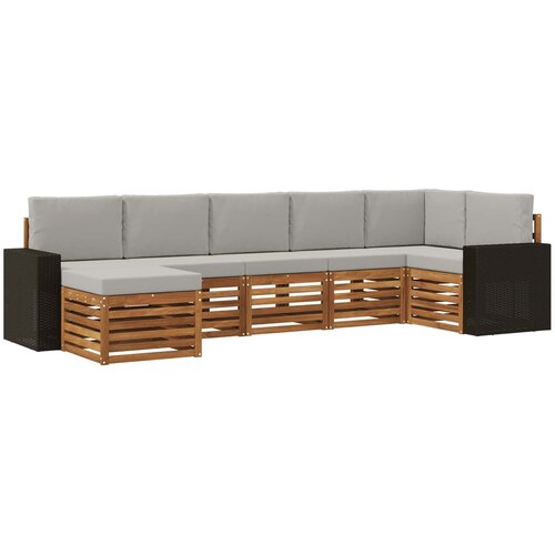 vidaXL Kotna sedežna garnitura z blazino 7 pcs Naravna in svetlo siva, (5000283517) Cene