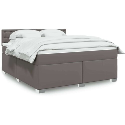 VidaXL Krevet s oprugama i madracem sivi 180 x 200 cm od umjetne kože Slike