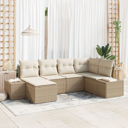 VidaXL Set vrtnih sofa s jastučićima - Bež poli ratan Slike