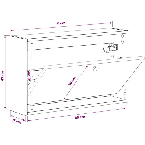  Ormar za cipele na zidu BREDA 71 x 17 x 43 cm Konstruirano drvo Slike