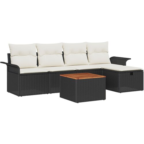 vidaXL 6-dijelni set vrtnih sofa s jastučićima crni poly ratan, 2-sjedala vrtna sofa s pohranom i jastučićima crni poly ratan Cijene