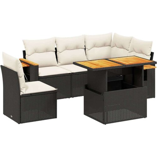 VidaXL 6-dijelni set vrtnih sofa s jastucima crni od poliratana Slike