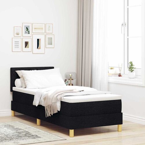  LED Box Spring Krevet s jastukom Crna 80 x 200 cm tkanina Cene