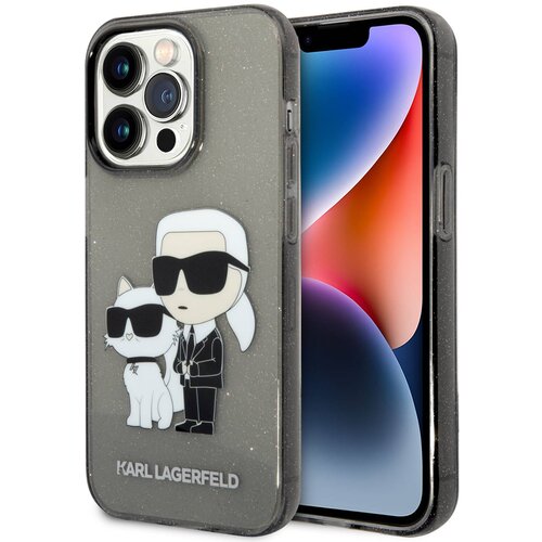 Karl Lagerfeld Originalen KARL LAGERFELD ovitek iPhone 14 Pro - Glitter IML NFT Full Bodies - prozorno črn ovitek z bleščicami - KLHCP14LHNKCTGK Cene