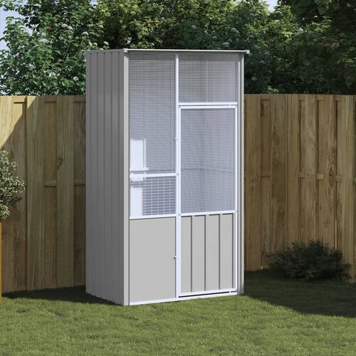 VidaXL Kavez za ptice sivi 115 x 78 x 200 cm od pocinčanog čelika Slike