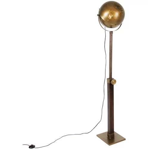 QAZQA Industrijska talna svetilka iz brona z nastavljivo leseno barvo - Haicha