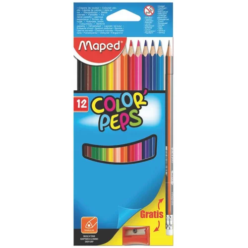 Maped Barvice Color&apos;peps, 12 kosov, grafitni svinčnik + šilček GRATIS