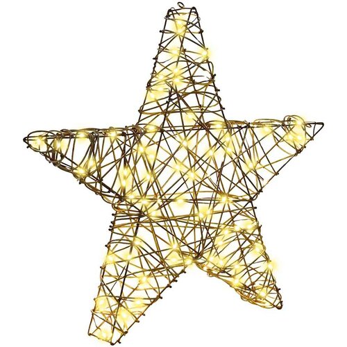 vidaXL 3D zvezda med 50 LED Toplo bela 55 x 52.5 x 9 cm Ratan Cene