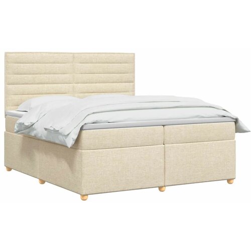  Boxspring krevet s madracem Krem 200 x 200 cm Tkanina - Krem 200 x 200 cm Dizajn linija Slike