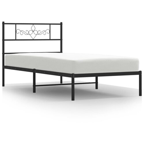 Maison Chic Kovinski Posteljni okvir - Enojna postelja - Postelja za odrasle z vzglavjem črn 80x200 cm, (21694064) Slike