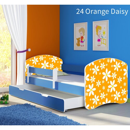  Dječji krevet ACMA s motivom, bočna plava + ladica 140x70 cm 24 Orange Daisy Cijene