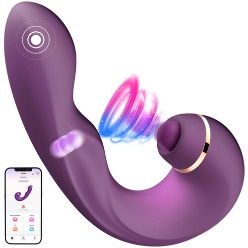SuperLove Triple Action G-Spot & Clitoral Strong Tapping Vibrator with App Purple Cene
