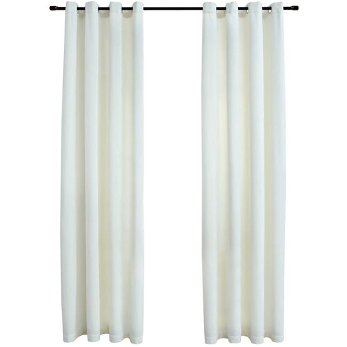 VidaXL Zatemnitvene zavese z obročki 2 kosa žamet krem 140x245 cm, (20597156) Slike