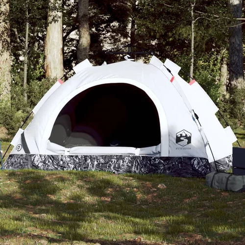 Šator za kampiranje za 4 osobe bijeli s tkaninom za zamračenje