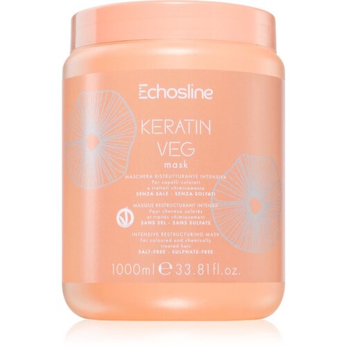 EchosLine Keratin veg Mask intenzivna vlažilna maska za suhe in porozne lase z aminokislinami 1000 ml Slike
