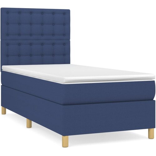 VidaXL Box spring postelja z vzmetnico modra 100x200 cm blago, (20883679) Slike