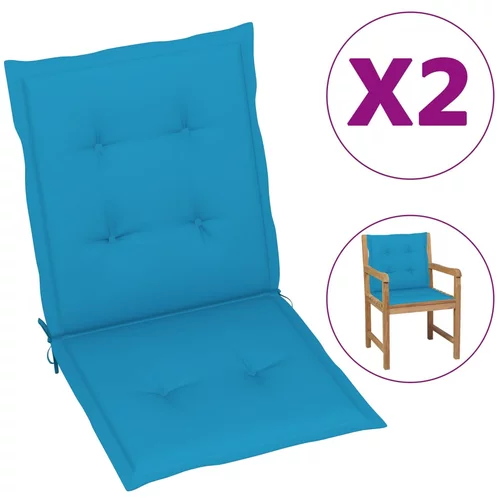 vidaXL jastuci za vrtne stolice 2 kom plavi 100 x 50 x 3 cm