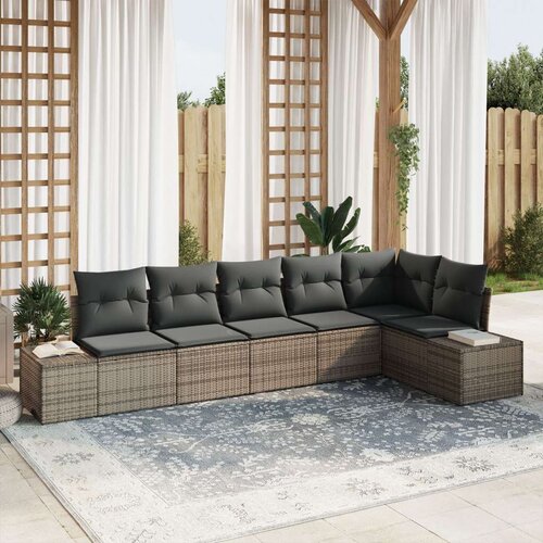  Set od 6 vrtnih sofa s jastučićima siva poli ratan Slike