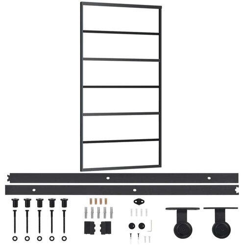 VidaXL Klizna vrata s priborom ESG staklo i aluminij 102 x 205 cm Slike