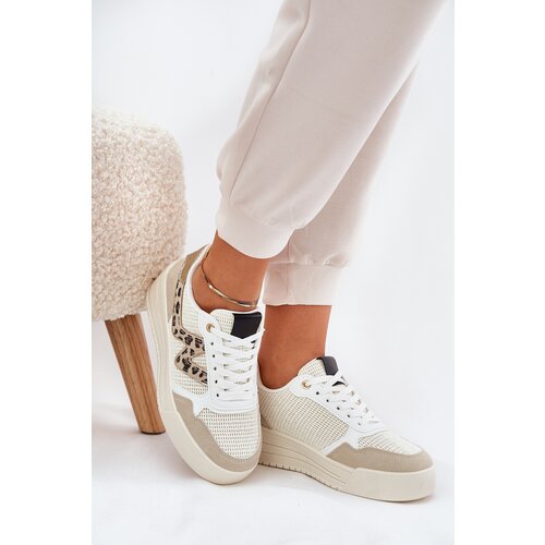 Boto Ladies Sports Shoes On Platform Leopard Beige Lorori Slike