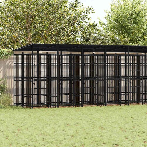 Vanjski kavez za pse s krovom čelični 18,43 m² Cene