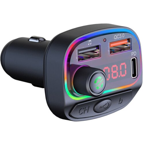  Bluetooth FM RGB Transmiter C14 QC3.0+PD crni Cene