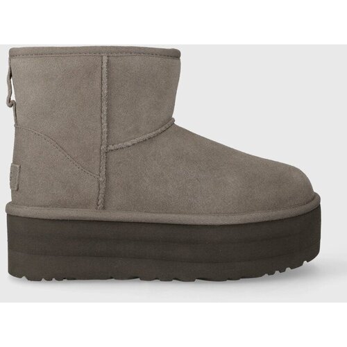 Ugg Čizme za snijeg od brušene kože Classic Mini Platform boja: siva, 1134991 Cijene