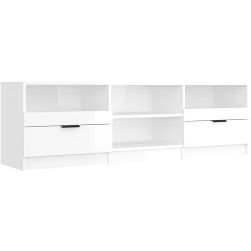 Maison Chic TV omarica - TV stojalo - Televizijska omarica visok sijaj bela 150x33,5x45 cm konstruiran les, (21699373) Slike
