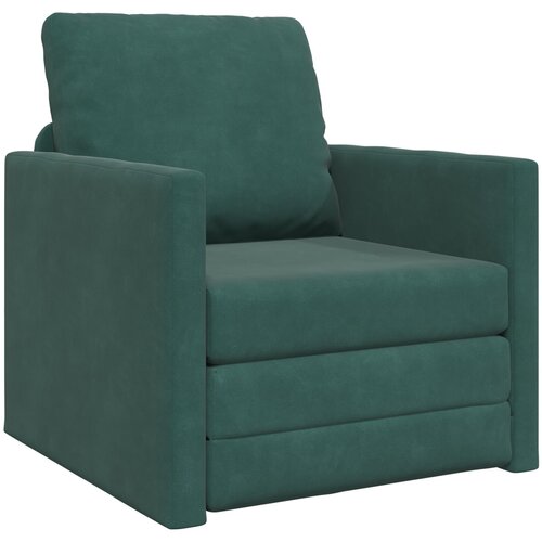 VidaXL Tlačni kavč za spanje 2-v-1 Temno zelena 74x77x81 cm Velur Slike
