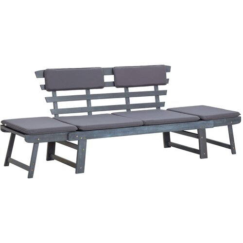 vidaXL Vrtna klupa 2-u-1 s jastucima siva 190 cm od bagremovog drva Cijene