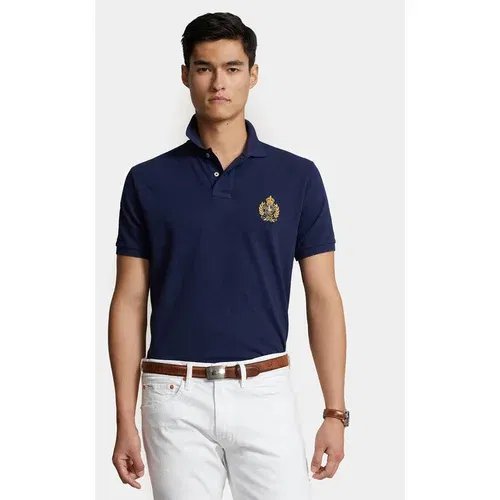 Polo Ralph Lauren Polo majica 710935534002 Mornarsko modra Custom Slim Fit