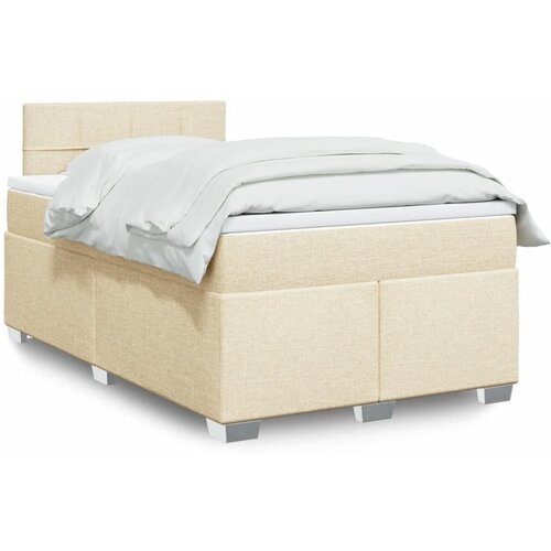 vidaXL Box spring postelja z vzmetnico krem 120x190 cm blago Cene