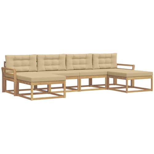  Set vanjskih sofa 6 kom. Bijela i bež Smeđa 333 x 162,5 x 73 cm Slike