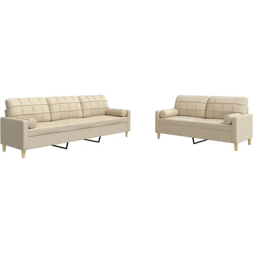 vidaXL 2-dijelni set sofa s ukrasnim jastucima krem od tkanine Cijene