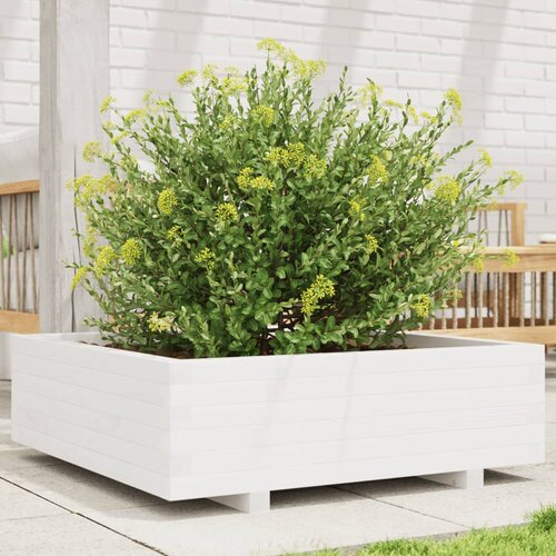vidaXL Vrtno cvetlično korito belo 80x80x26,5 cm trdna borovina Cene