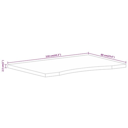  Ploča za radni stol zaobljena 110x60x2,5 cm od drva manga Slike