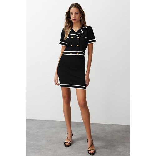 Trendyol Black Jacket/Skirt Knitwear Top and Bottom Set Slike
