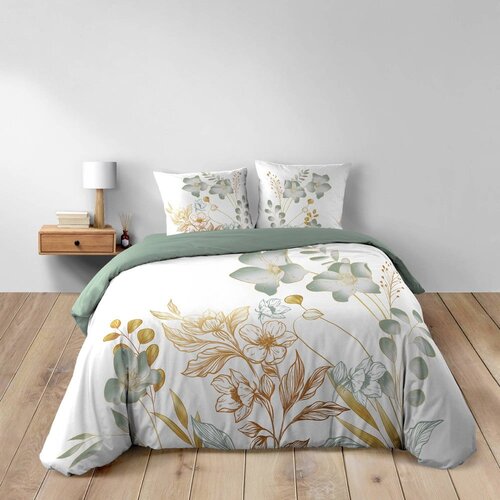 Douceur d intérieur Bela/zelena bombažna posteljnina za zakonsko posteljo/podaljšana 240x220 cm Lolita – Cene