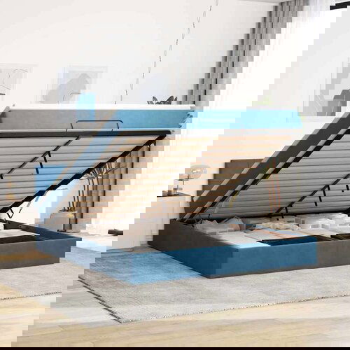  Otomanski krevet s madracem tamnoplavi 160x200 cm baršunasti Cijene