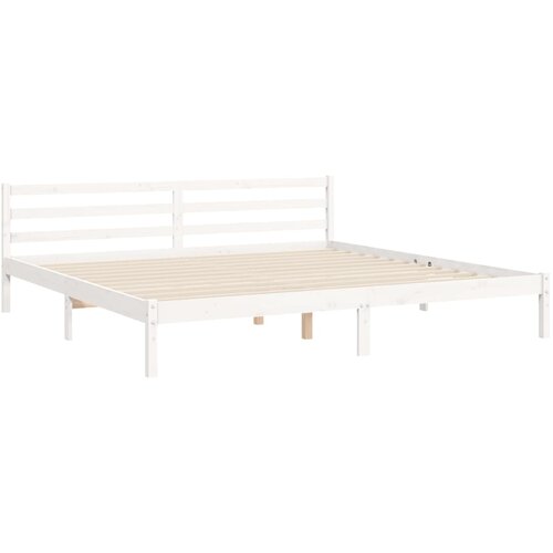  Okvir za krevet s uzglavljem bijeli 200x200 cm od masivnog drva Slike