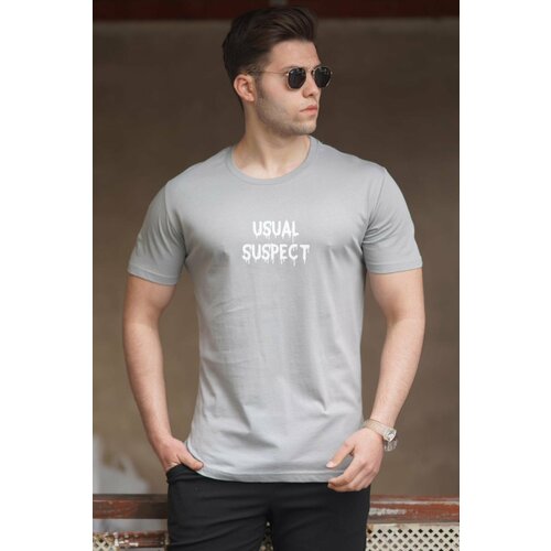 Madmext Men's Gray Printed T-Shirt 5275 Slike
