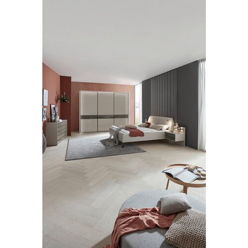 Dieter Knoll POSTELJNA GARNITURA 180 cm x 200 cm , steklo, tekstil, leseni material rjava, siva Slike