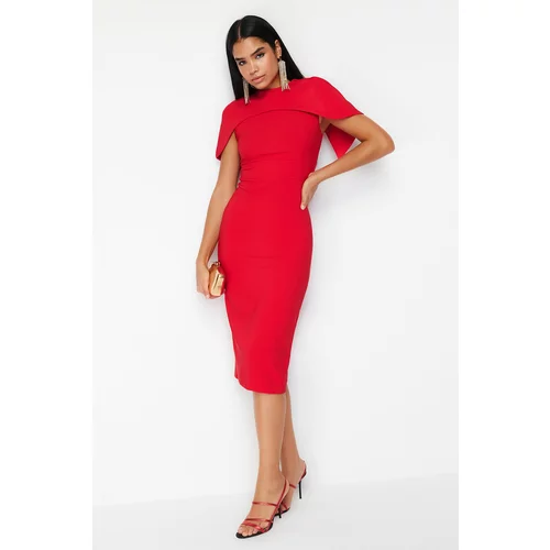 Trendyol Red Sleeves Detailed Elegant Evening Dress