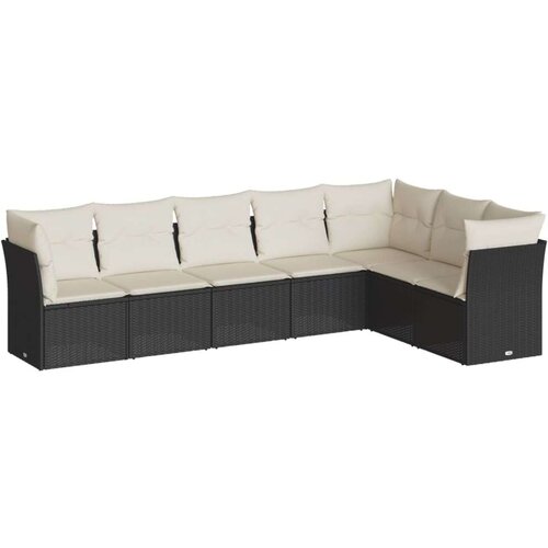 VidaXL 7-dijelni set vrtnih sofa od poliratana s jastucima crni Slike