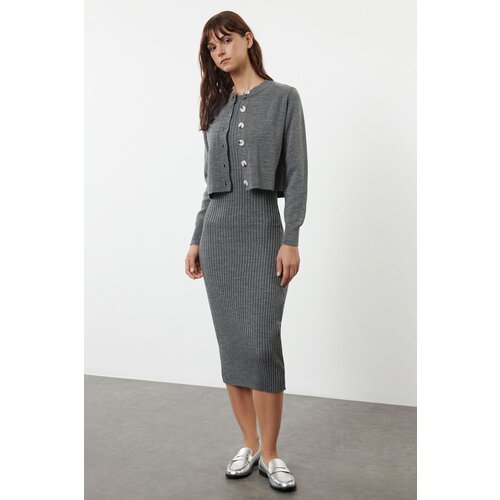 Trendyol Anthracite Midi Knitwear Basic Cardigan Dress Cijene