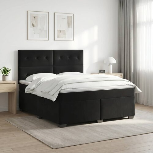  Boxspring krevet s madracem Crna 180 x 200 cm Baršun Cene