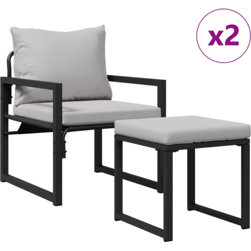 VidaXL Sjedeća garnitura za vrt 4 pcs Crna 61 x 72.5 x 71 cm Čelik Slike