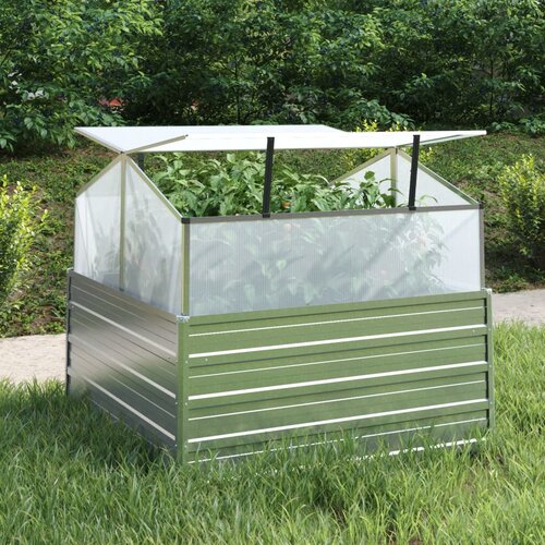 vidaXL Visoka greda z rastlinjakom 100x100x85 cm srebrna Cene