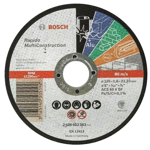 Bosch Rezna ploča ravna Rapido Multi Construction ACS 46 V BF, 125 mm, 1,6 mm ( 2608602383 ) Cene