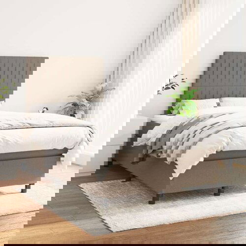  Box spring postelja z vzmetnico taupe 120x200 cm blago Slike